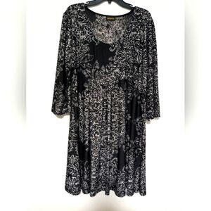 [5x$20] Black Beige Patterned Dress / 2X